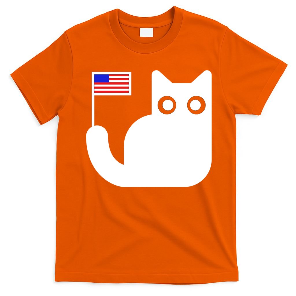 Cute Cat USA Tail Flag T-Shirt