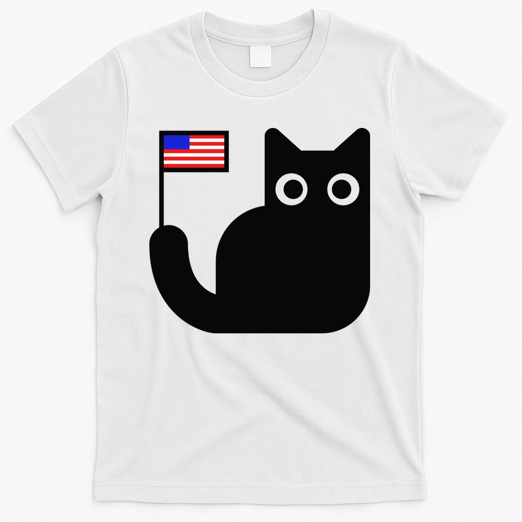 Cute Cat USA Tail Flag T-Shirt