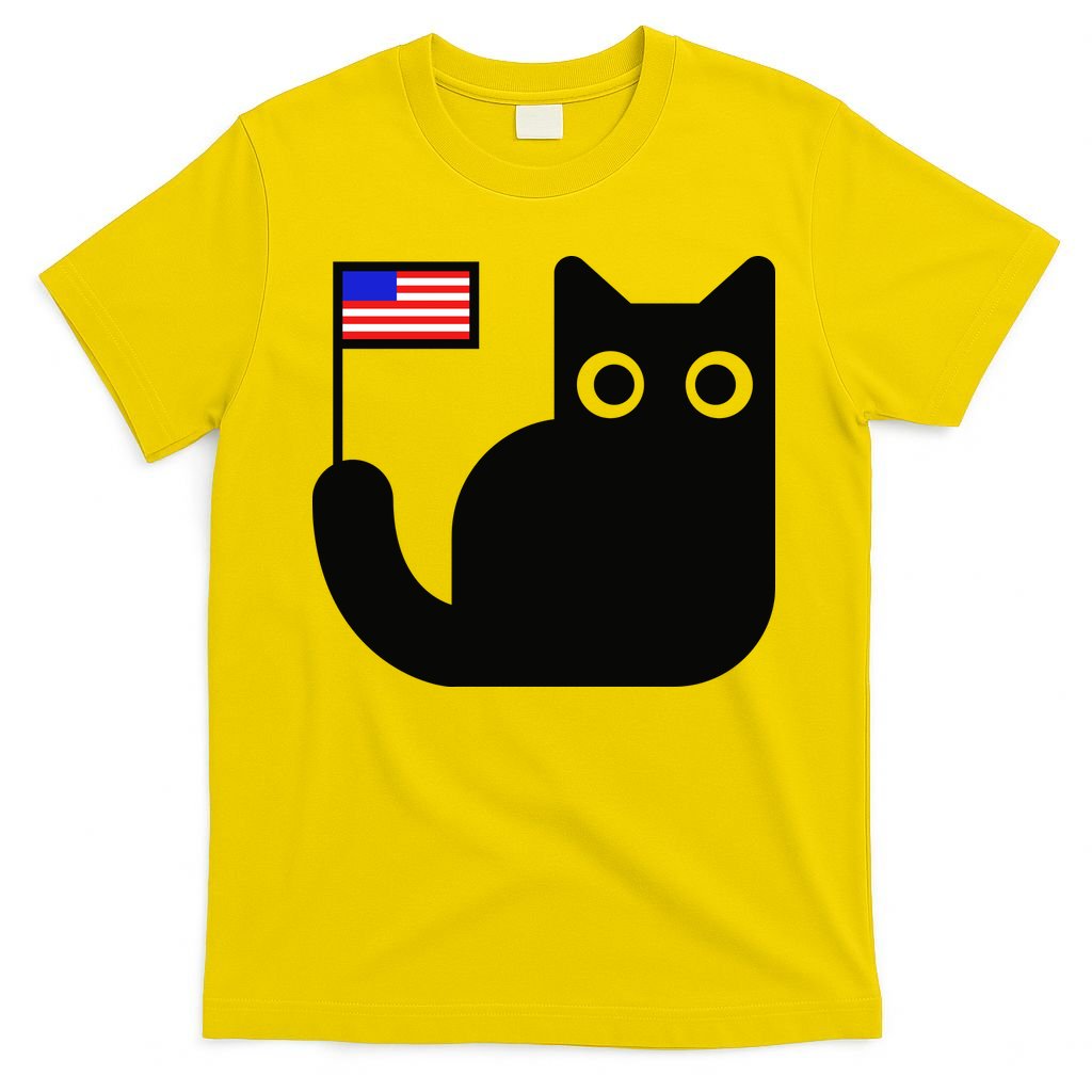 Cute Cat USA Tail Flag T-Shirt
