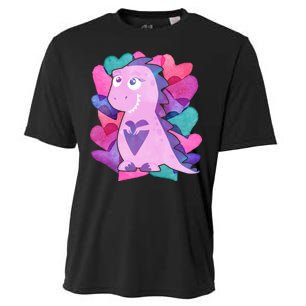 Cute T-Rex Valentine Full Of Hearts Cooling Performance Crew T-Shirt