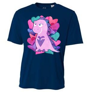 Cute T-Rex Valentine Full Of Hearts Cooling Performance Crew T-Shirt