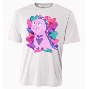 Cute T-Rex Valentine Full Of Hearts Cooling Performance Crew T-Shirt