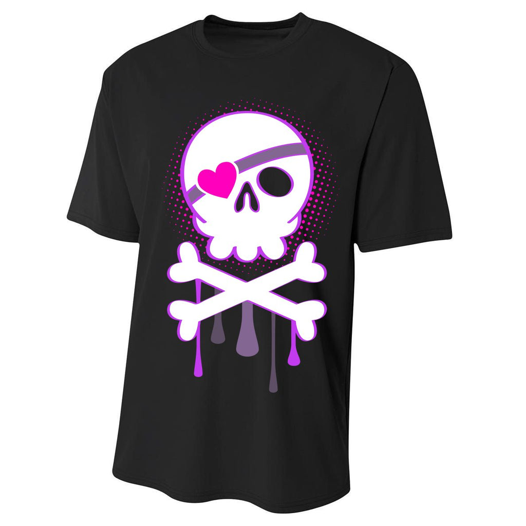 Cute Valentine Skull Eye Patch  Performance Sprint T-Shirt