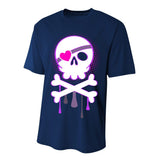 Cute Valentine Skull Eye Patch  Performance Sprint T-Shirt