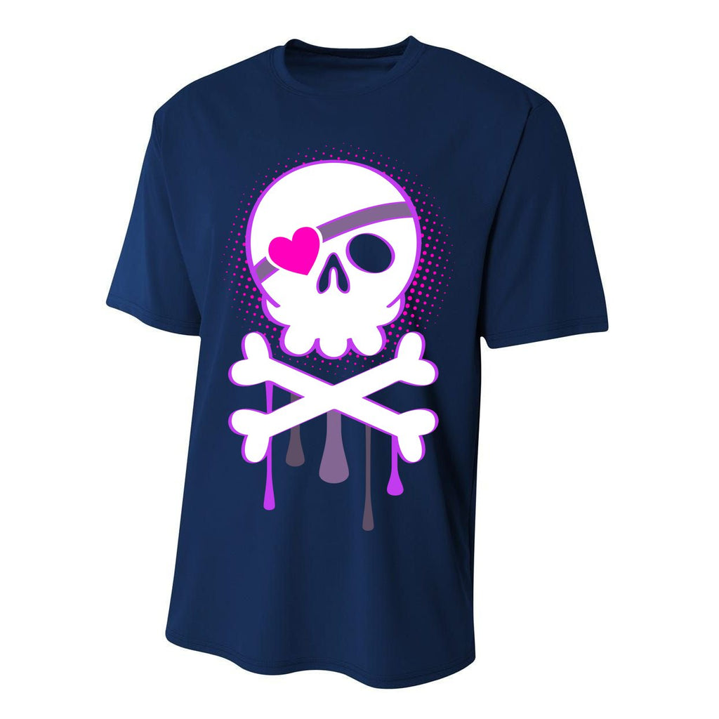 Cute Valentine Skull Eye Patch  Performance Sprint T-Shirt