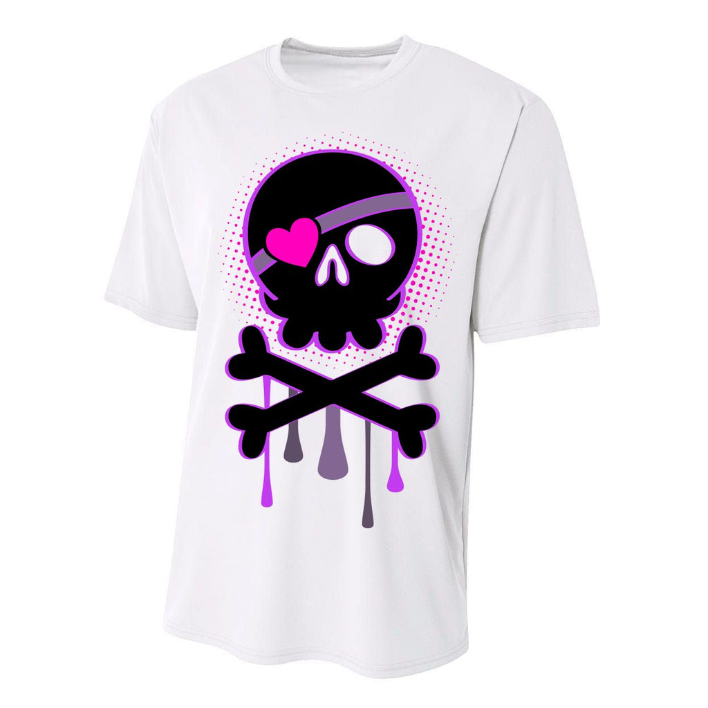 Cute Valentine Skull Eye Patch  Performance Sprint T-Shirt