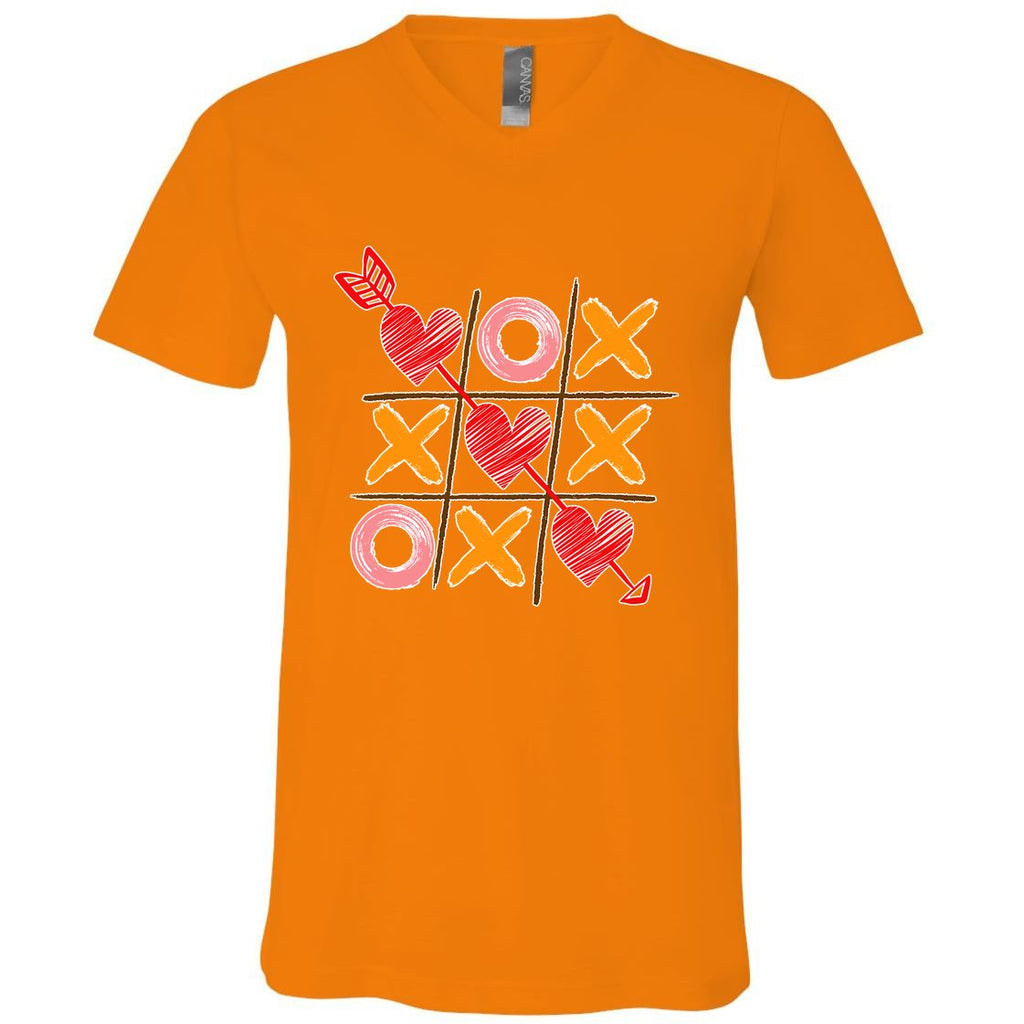 Cute Valentine Boy Girl Tic Tac Toe Hearts Win V-Neck T-Shirt