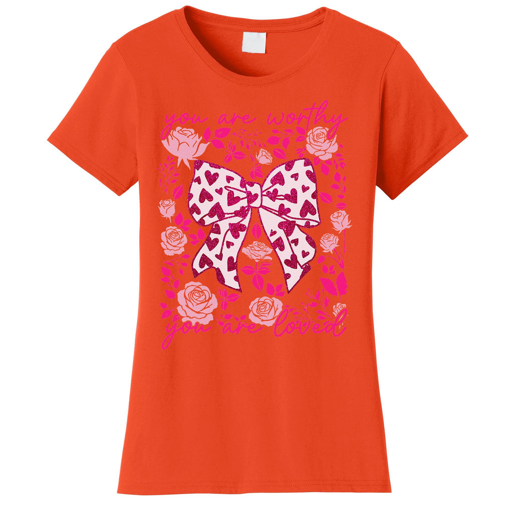 Checkered ValentineS Day Heart Coquette Bow Retro Valentine Women's T-Shirt