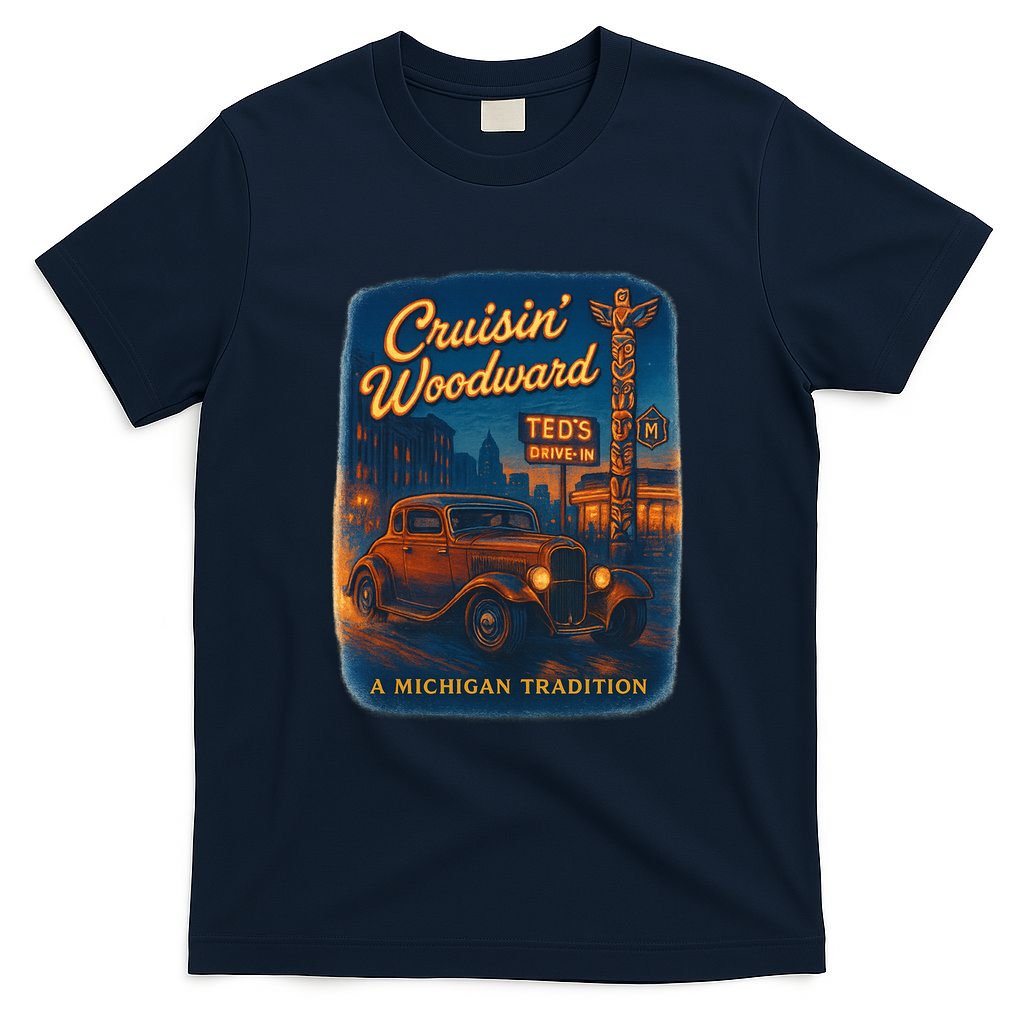 Crusin' Woodwaard A Michigan Tradition Totem Pole Teds T-Shirt