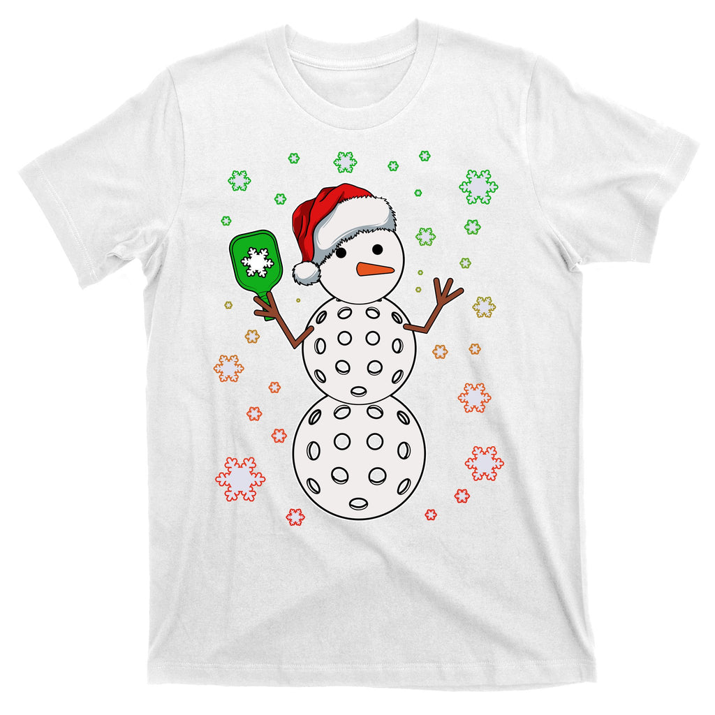 Christmas Winter Time Pickleball Snowman T-Shirt