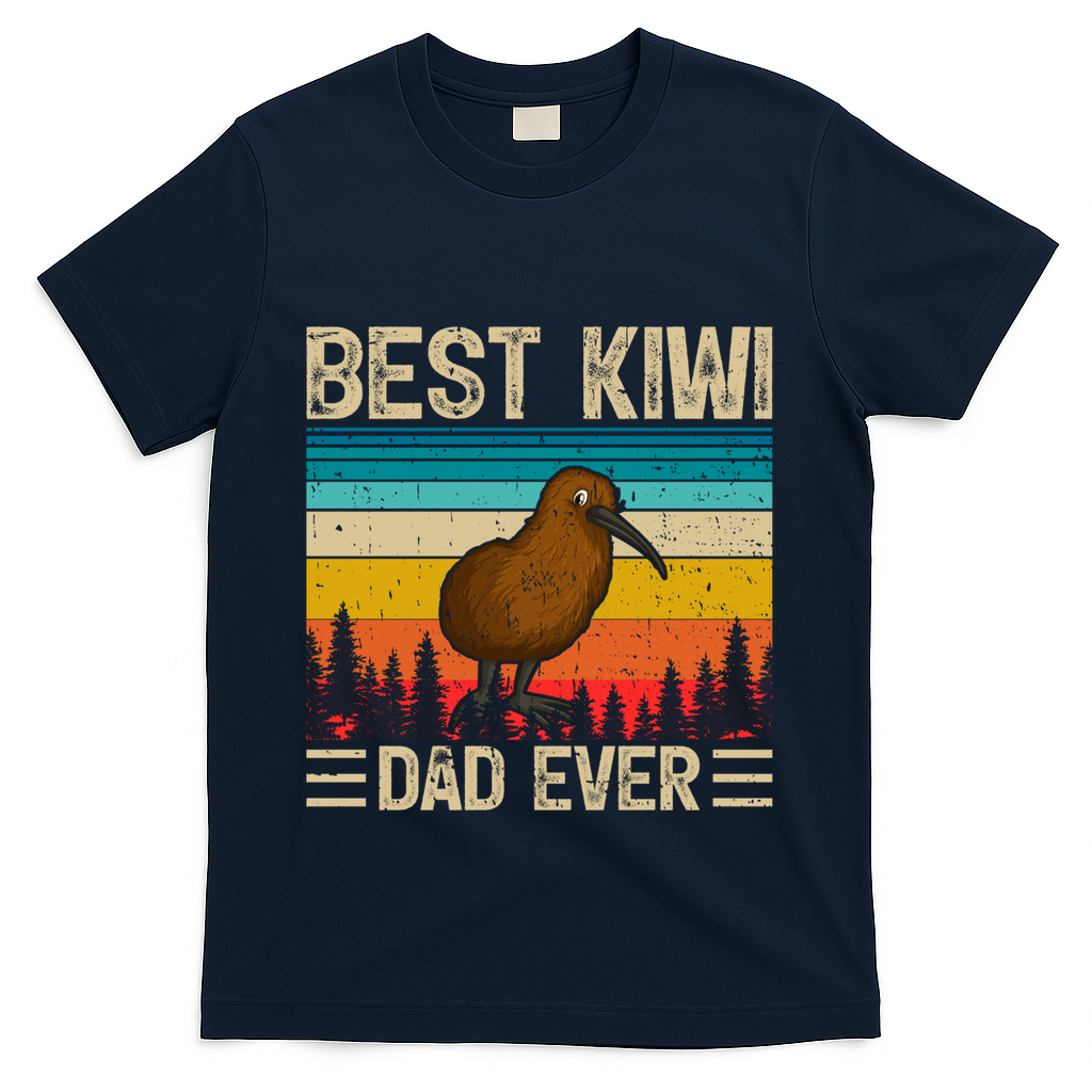 Kiwi Bird Vintage Funny Best Kiwi Dad Ever FatherS Day Gift T-Shirt