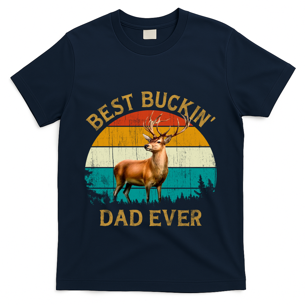 Vintage Retro Style Whitetailed Deer Best Buckin Dad Ever Great Gift T-Shirt