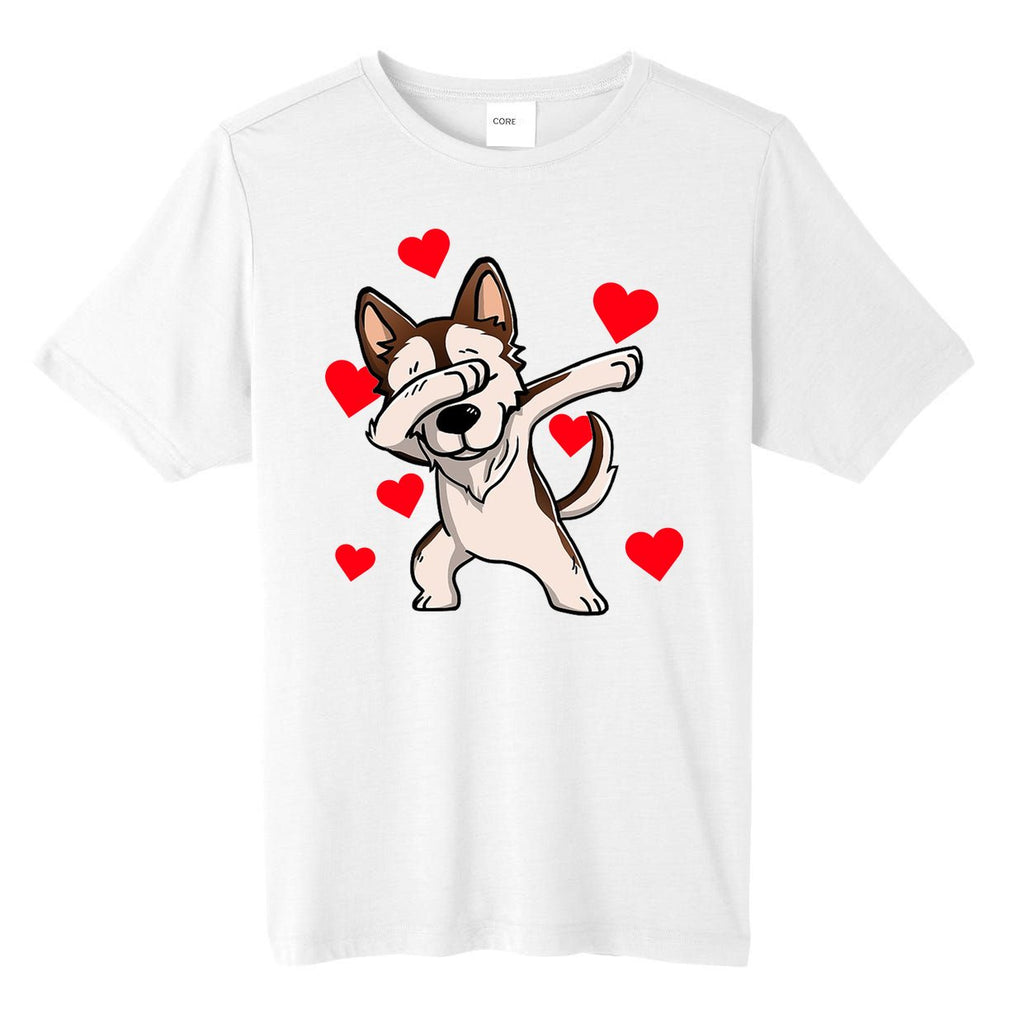 Dabbing Siberian Husky Valentines Day Tall Fusion ChromaSoft Performance T-Shirt