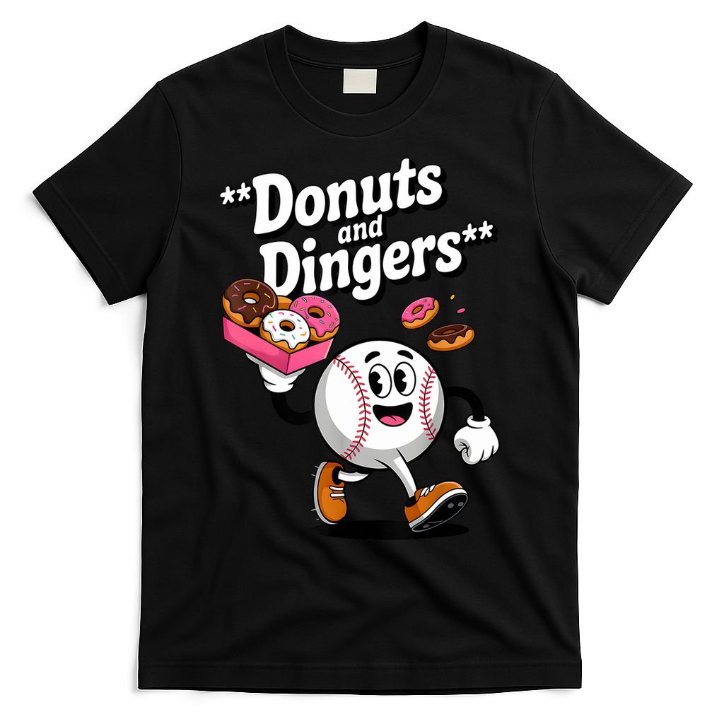 Donuts And Dingers Baseball Fan Humor Donut  T-Shirt