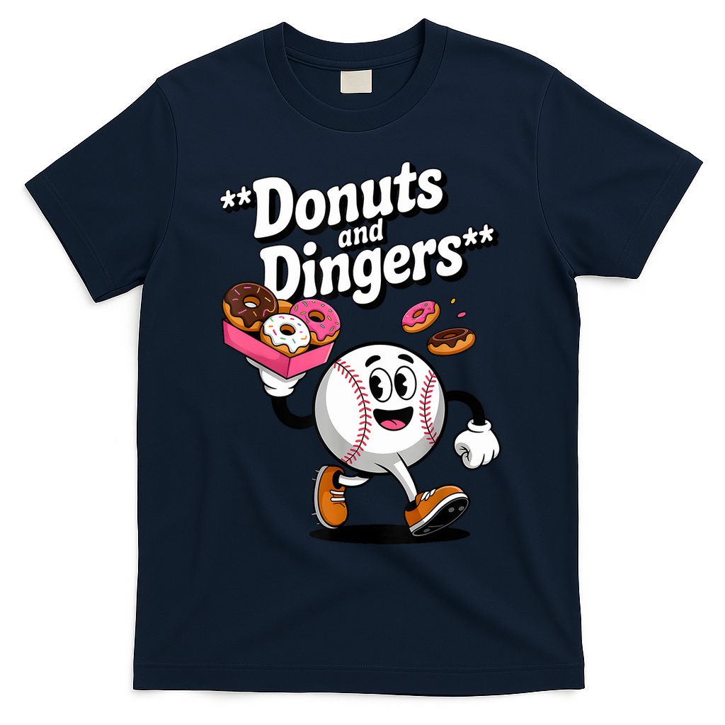 Donuts And Dingers Baseball Fan Humor Donut  T-Shirt