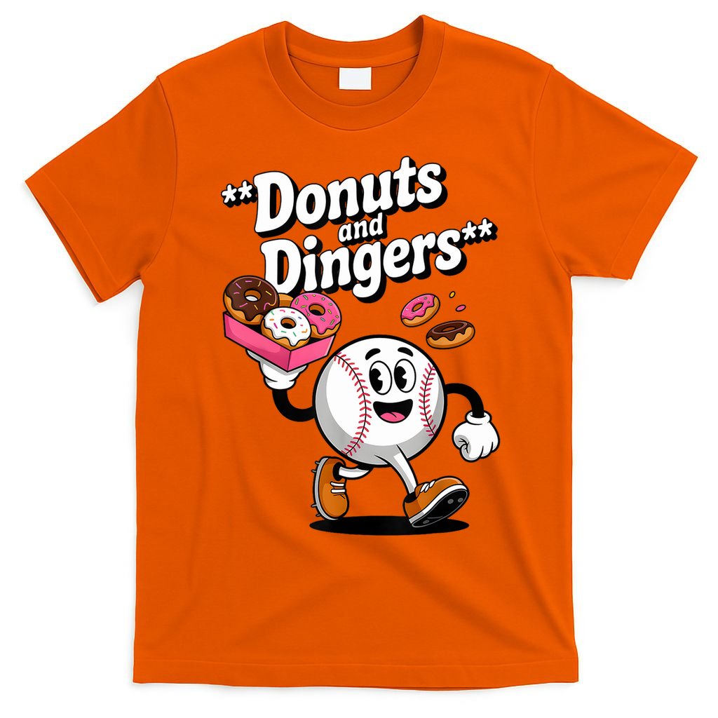Donuts And Dingers Baseball Fan Humor Donut  T-Shirt