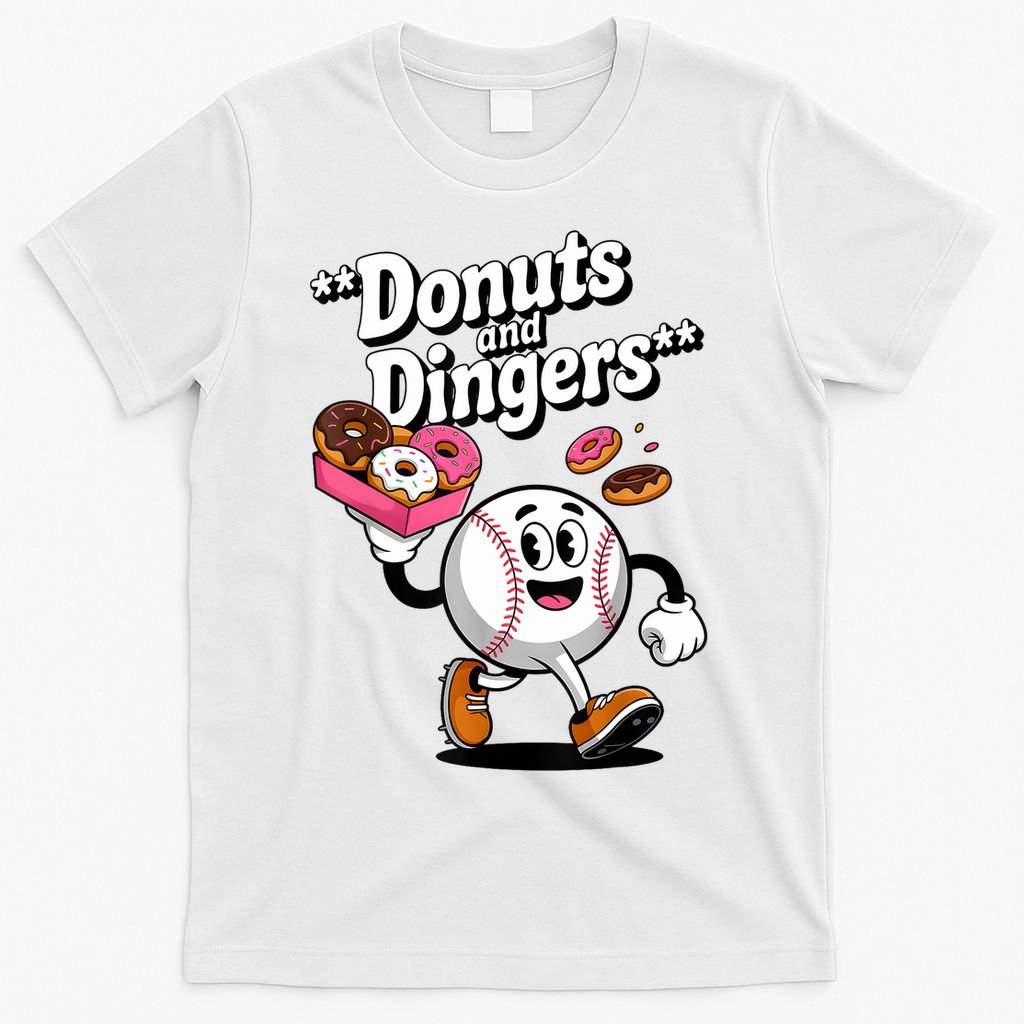 Donuts And Dingers Baseball Fan Humor Donut  T-Shirt