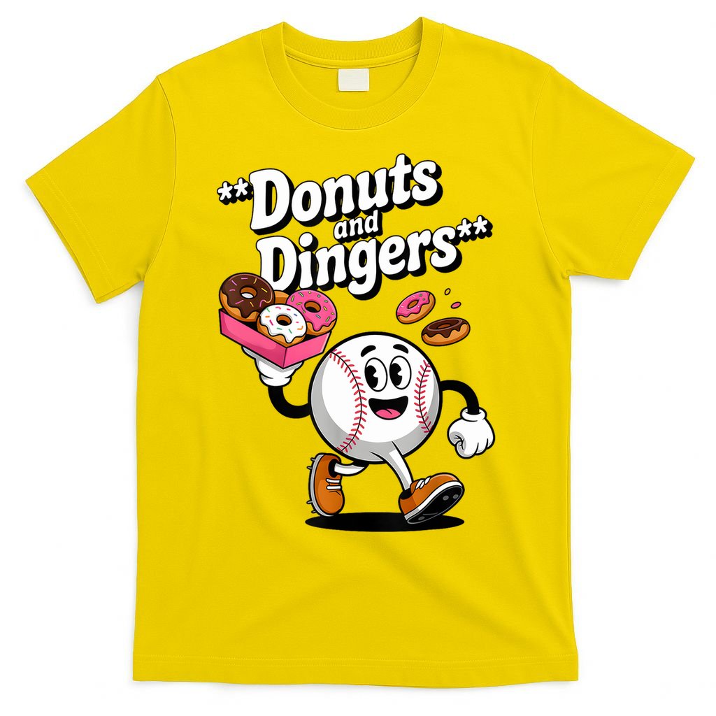 Donuts And Dingers Baseball Fan Humor Donut  T-Shirt