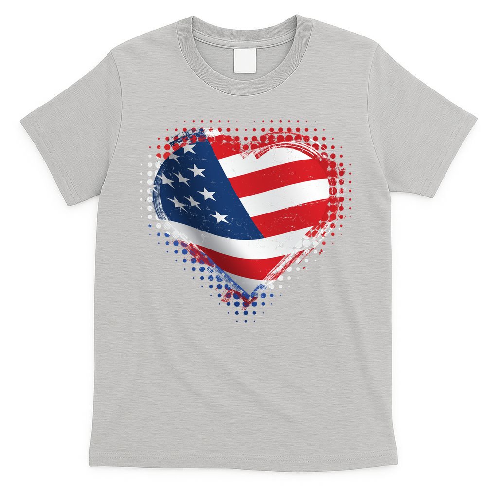 Distressed American USA Flag Heart T-Shirt