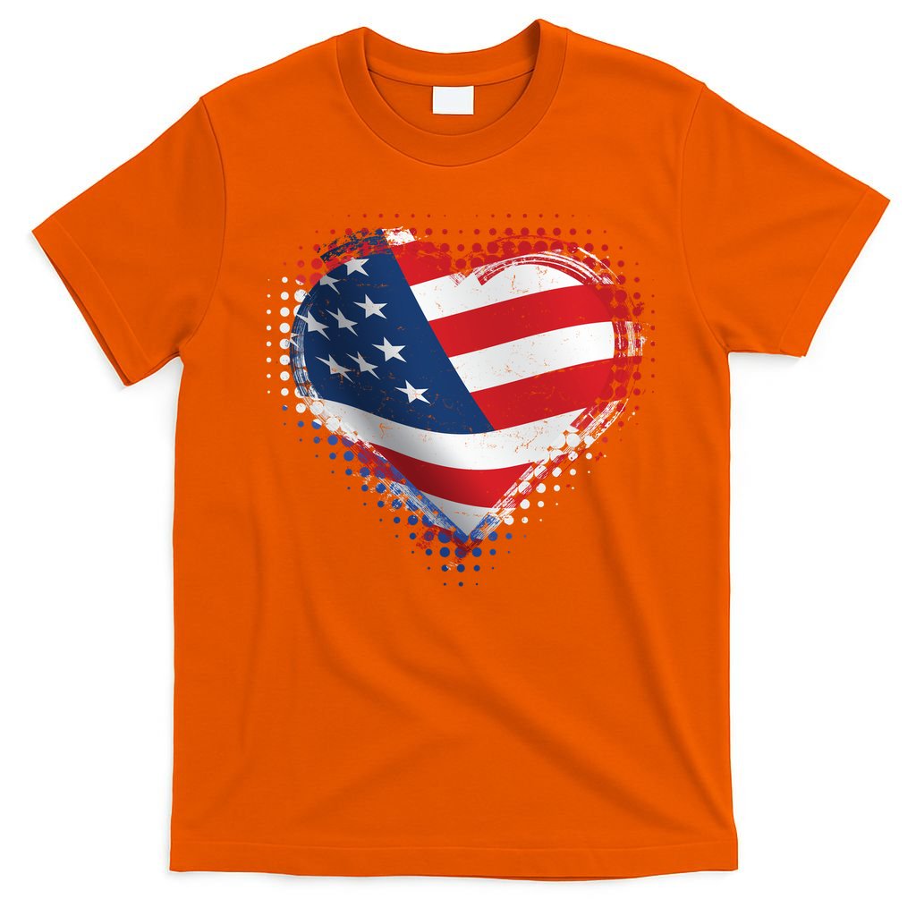 Distressed American USA Flag Heart T-Shirt