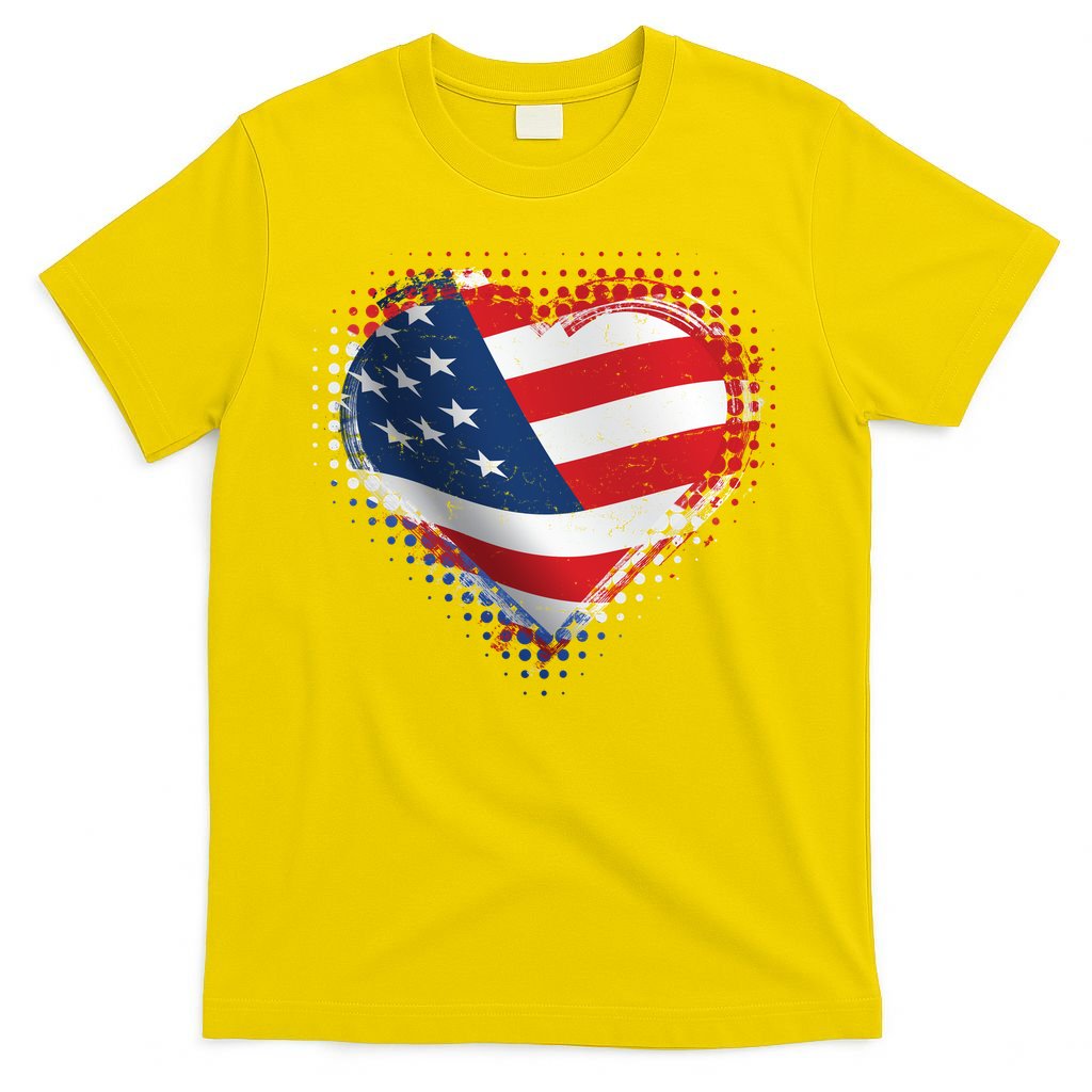 Distressed American USA Flag Heart T-Shirt