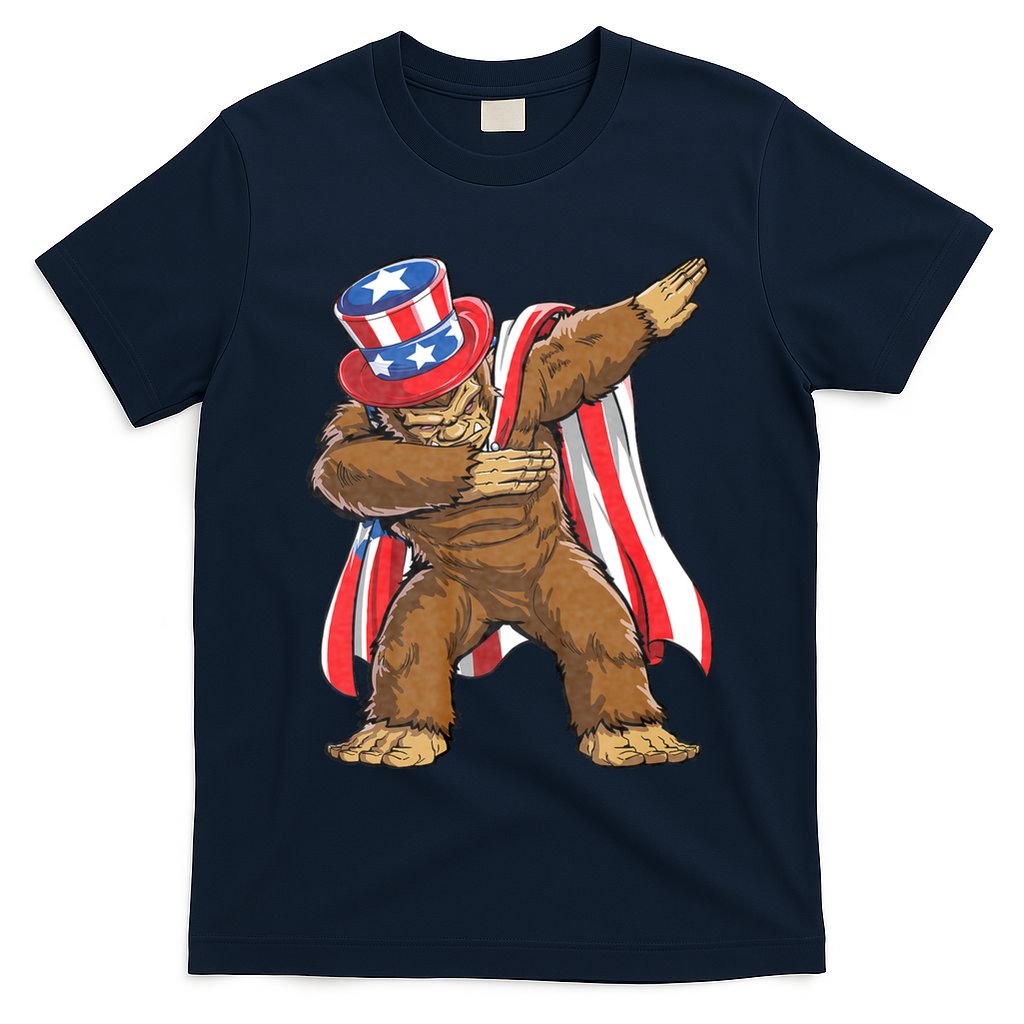 Dabbing Bigfoot 4th Of July Sasquatch American Flag T-Shirt