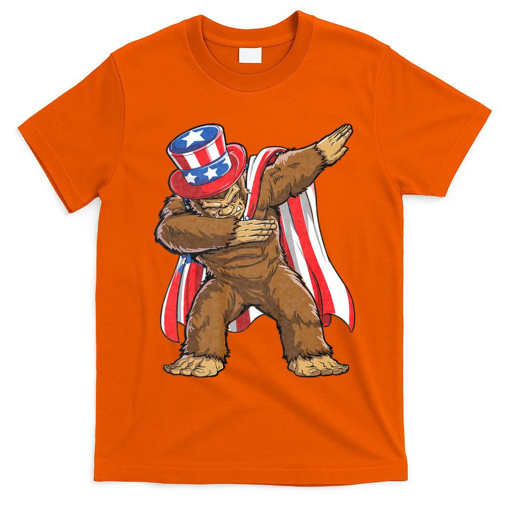 Dabbing Bigfoot 4th Of July Sasquatch American Flag T-Shirt
