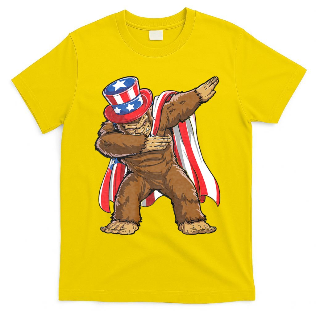 Dabbing Bigfoot 4th Of July Sasquatch American Flag T-Shirt
