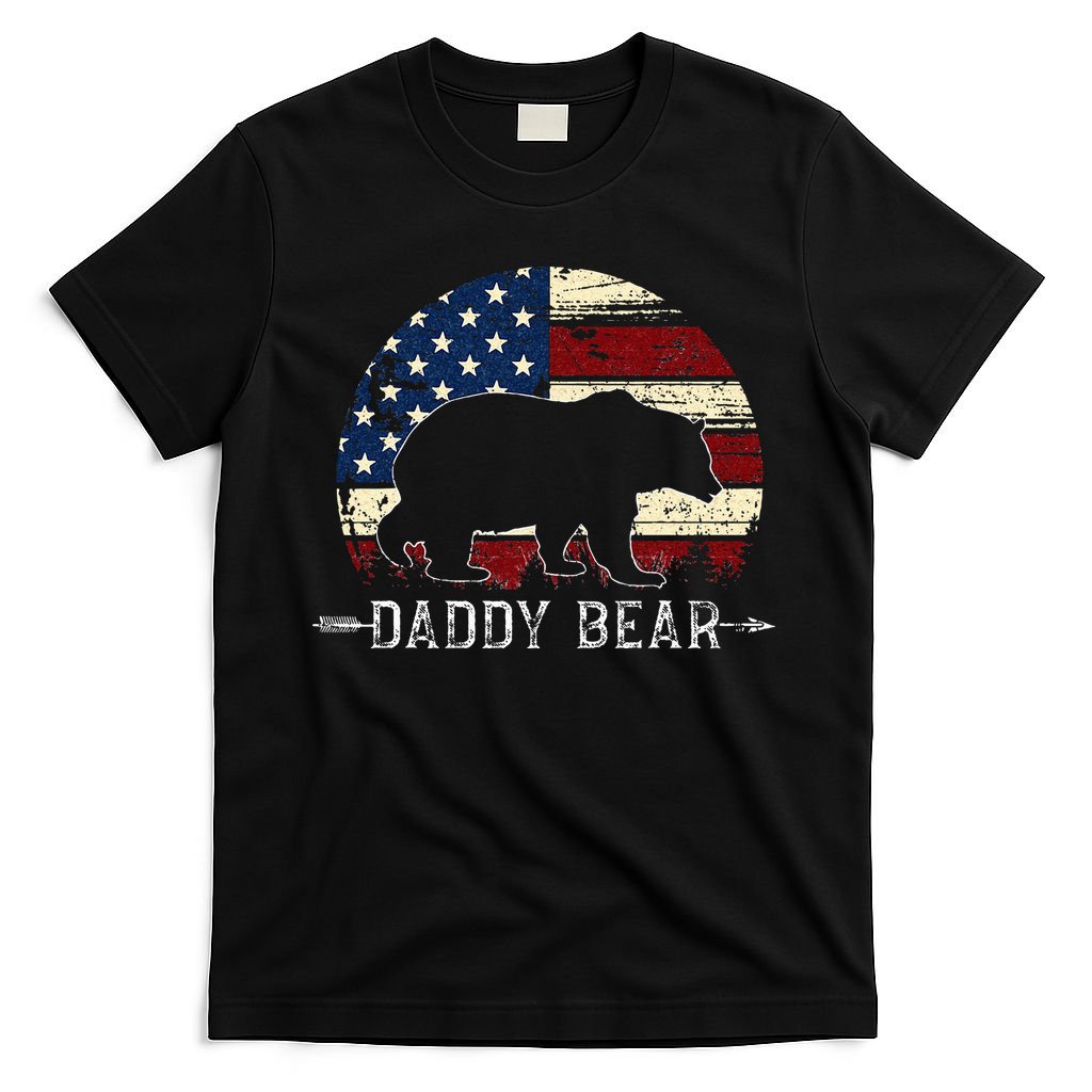 Daddy Bear American Flag 4th Of July Fathers Day T-Shirt