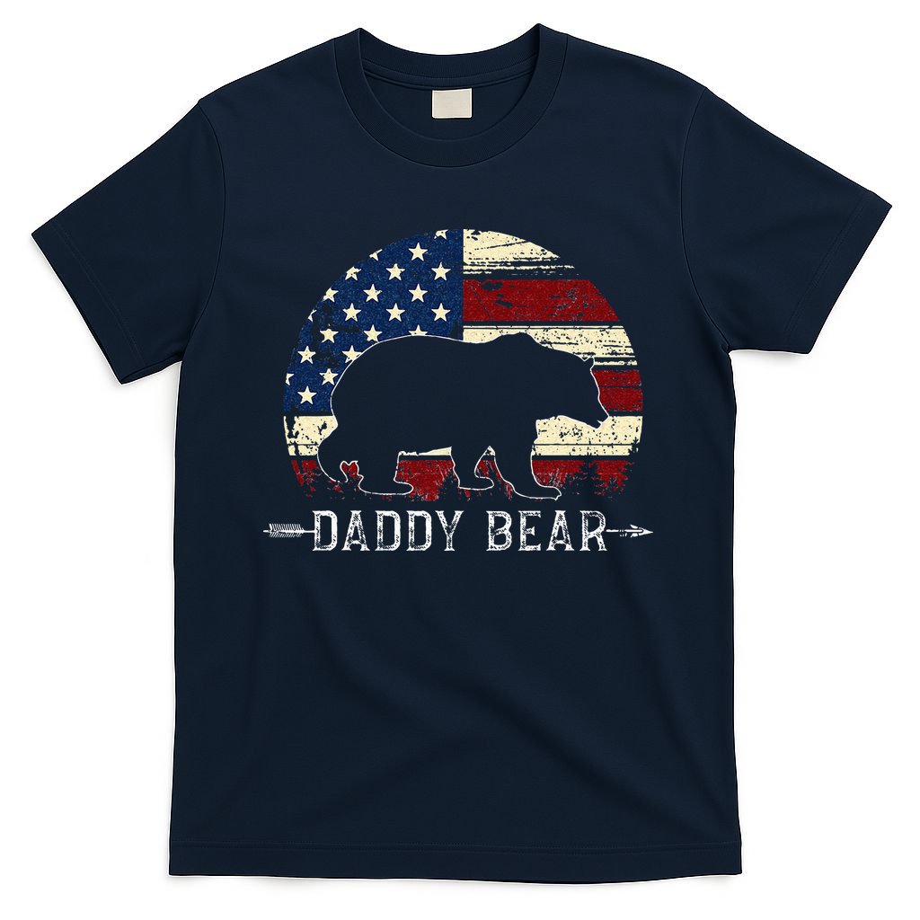 Daddy Bear American Flag 4th Of July Fathers Day T-Shirt