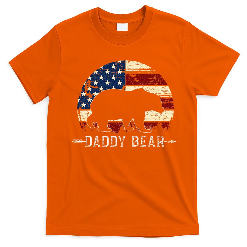 Daddy Bear American Flag 4th Of July Fathers Day T-Shirt