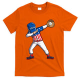 Dabbing Baseball Player 4th Of July Usa American Flag T-Shirt