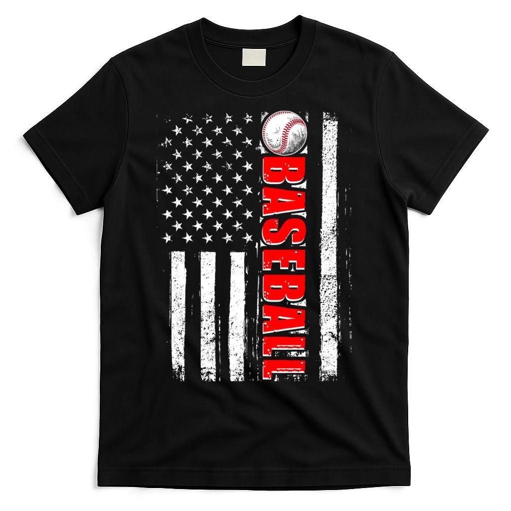 Distressed Baseball USA American Flag T-Shirt