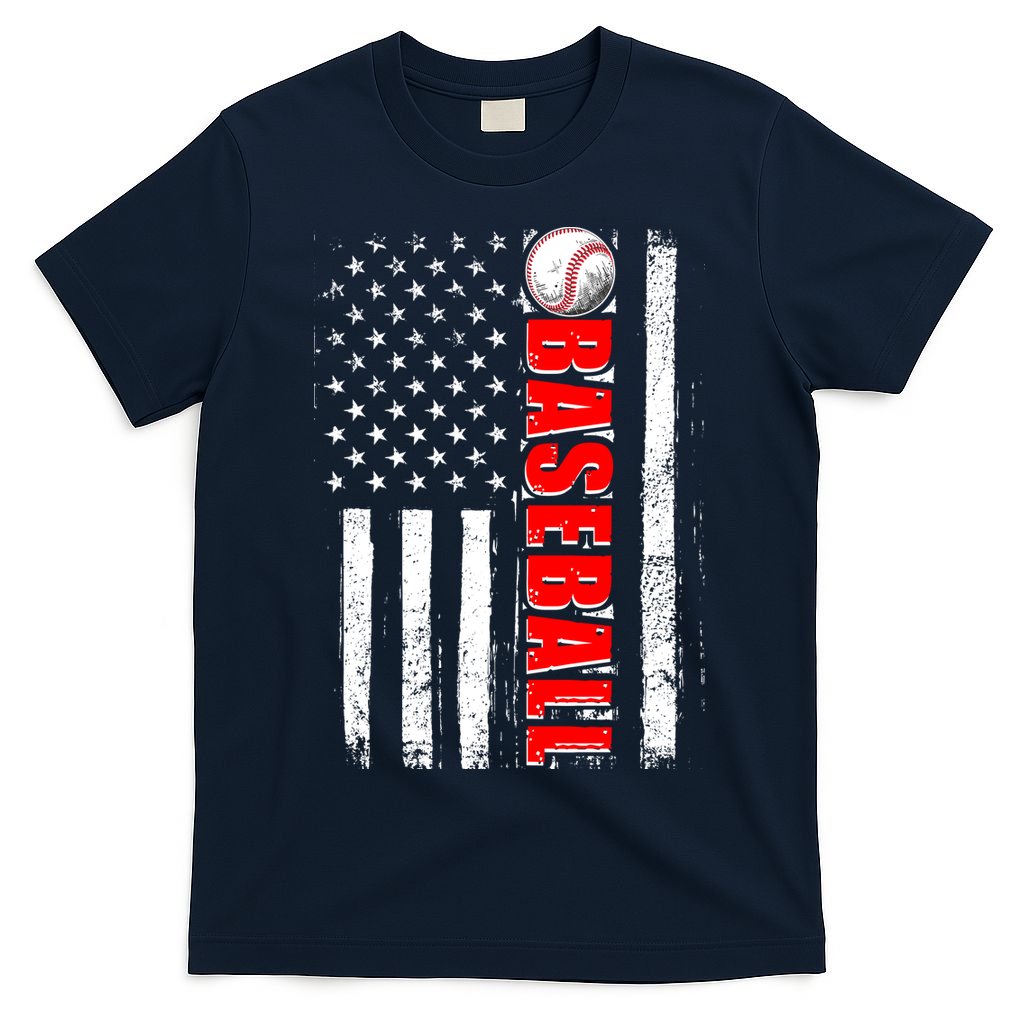 Distressed Baseball USA American Flag T-Shirt