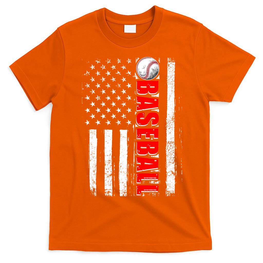 Distressed Baseball USA American Flag T-Shirt