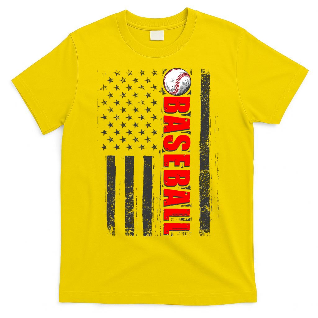 Distressed Baseball USA American Flag T-Shirt