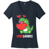 Dinosaur Cute LoveSaurus Valentines Day Heart Women's V-Neck T-Shirt