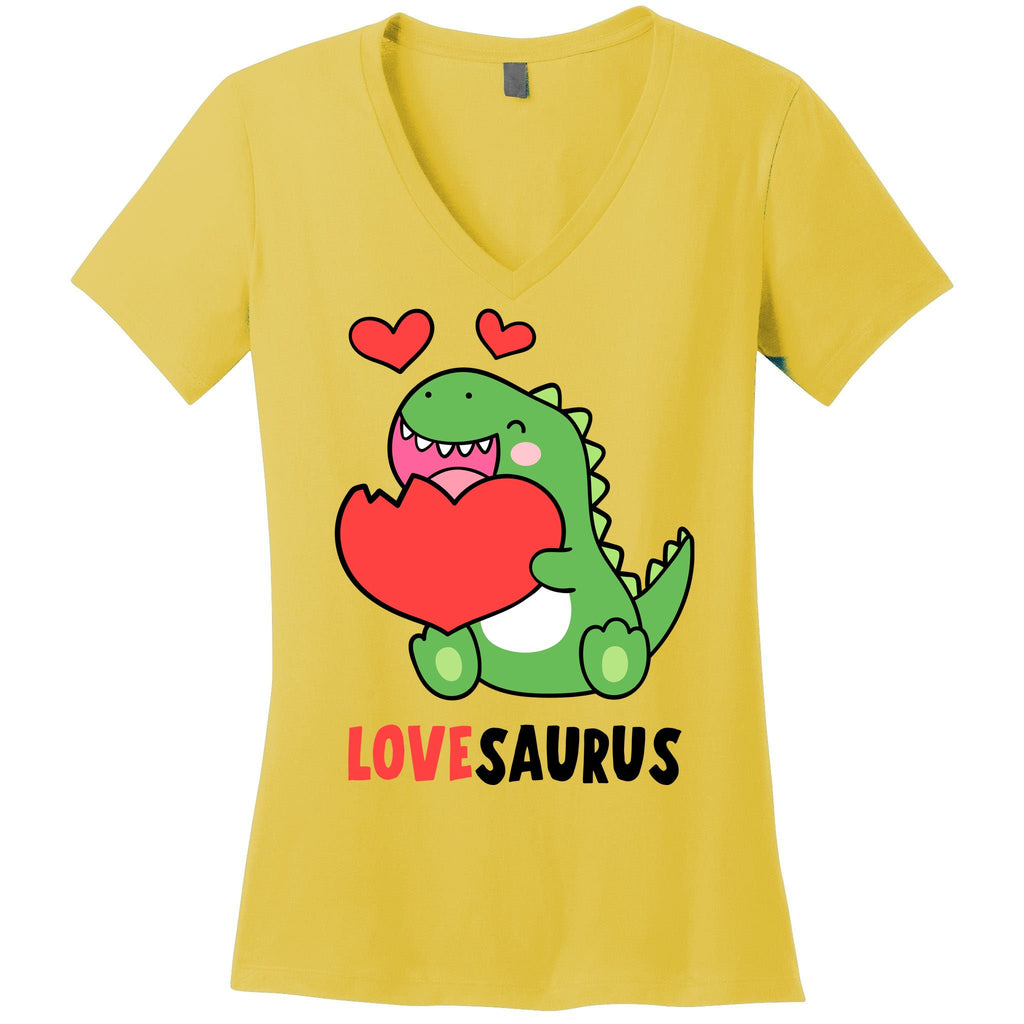 Dinosaur Cute LoveSaurus Valentines Day Heart Women's V-Neck T-Shirt