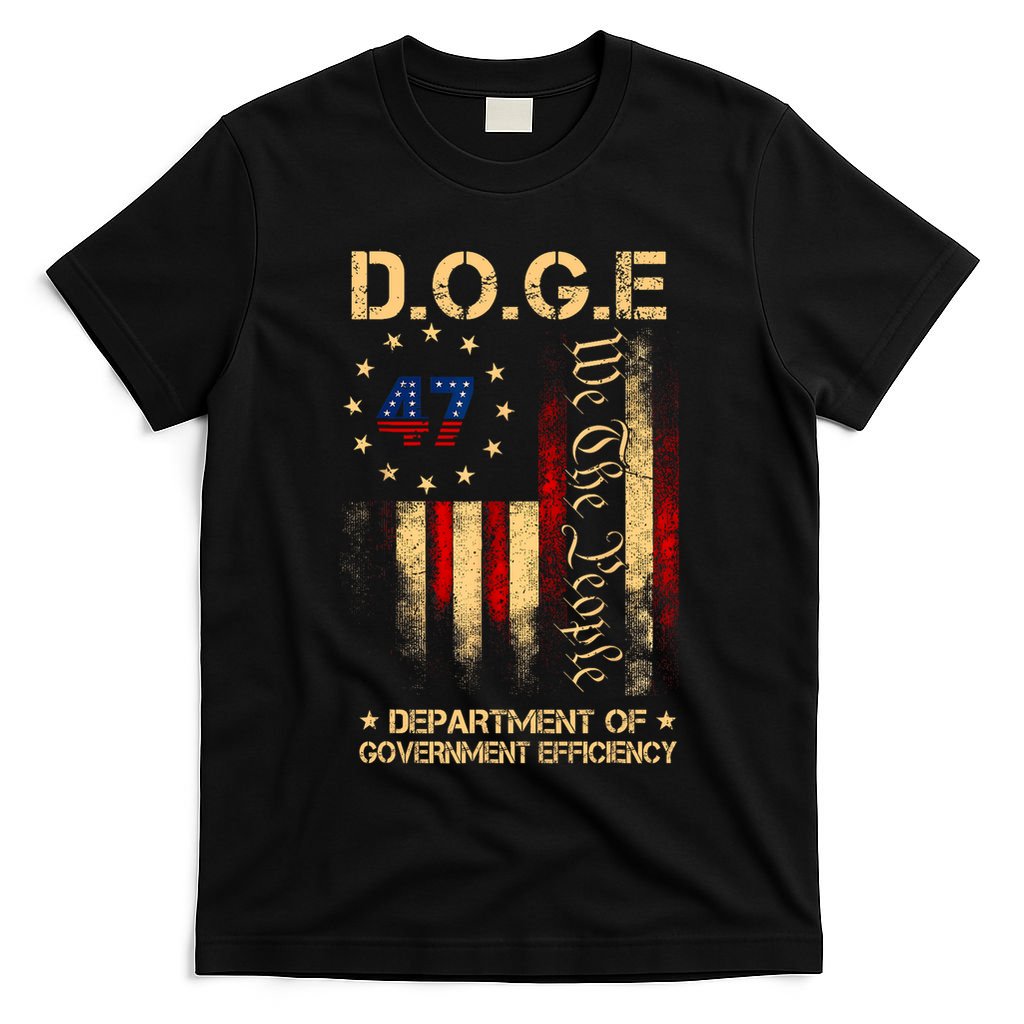 Doge D.O.G.E Department Of Government Efficiency America Flag Design T-Shirt