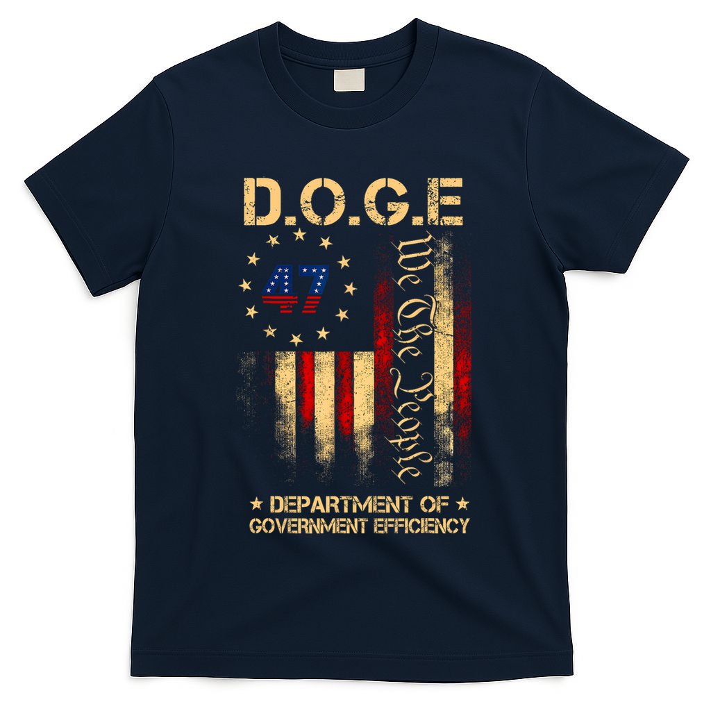 Doge D.O.G.E Department Of Government Efficiency America Flag Design T-Shirt