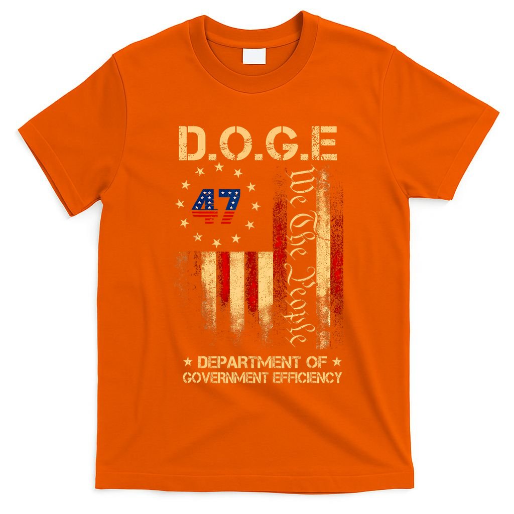 Doge D.O.G.E Department Of Government Efficiency America Flag Design T-Shirt