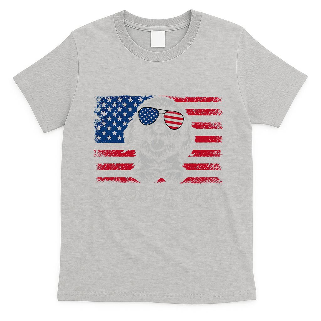 Doodle Dad Goldendoodle Dog American Flag 4th Of July T-Shirt