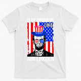 Day Drinkin Like Abe Lincoln USA Flag Merica Funny 4th Of July T-Shirt