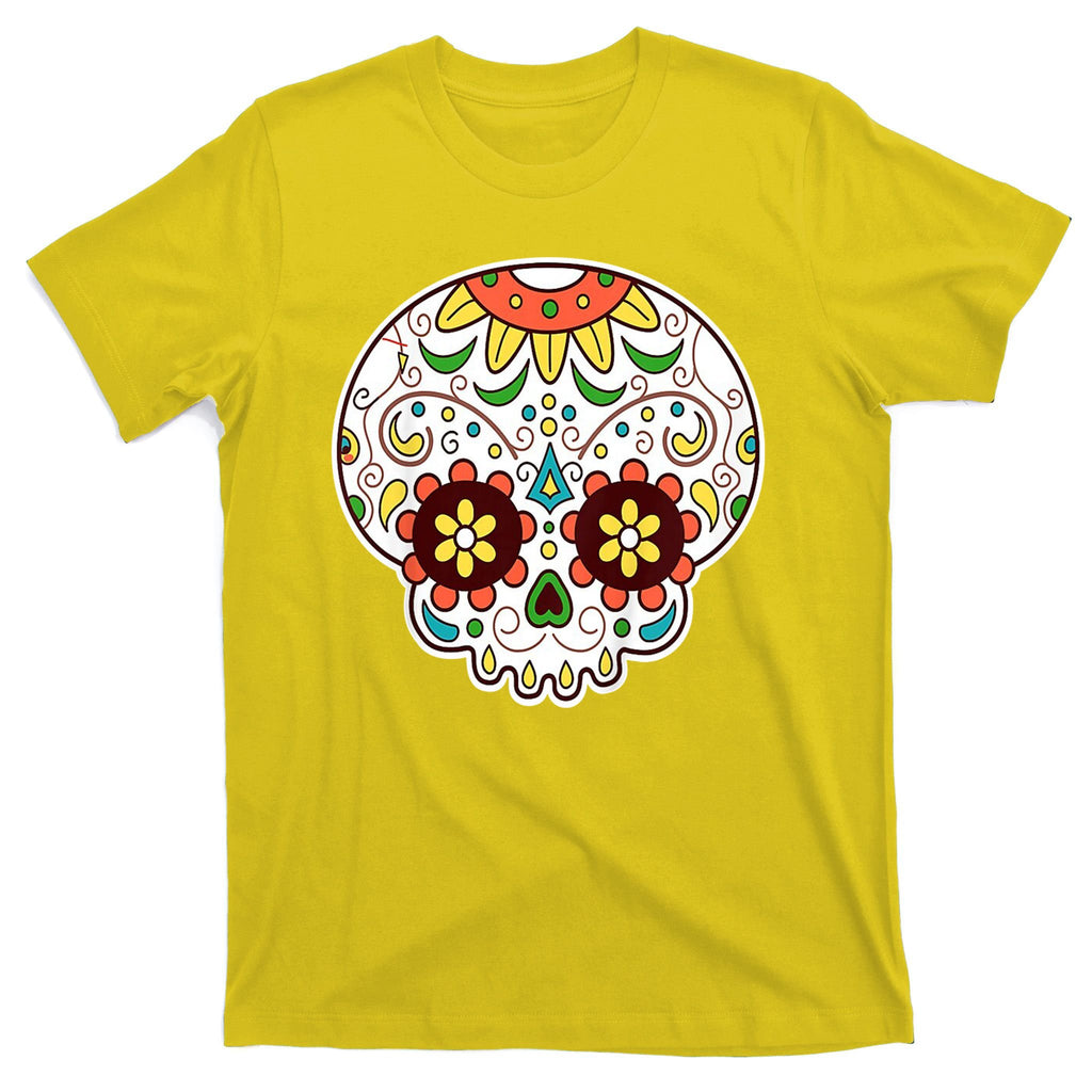 DOD Day Of The Dead Sugar Floral Skull Head T-Shirt