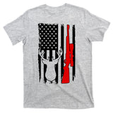 Deer Hunting Distressed USA American Flag T-Shirt
