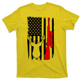 Deer Hunting Distressed USA American Flag T-Shirt