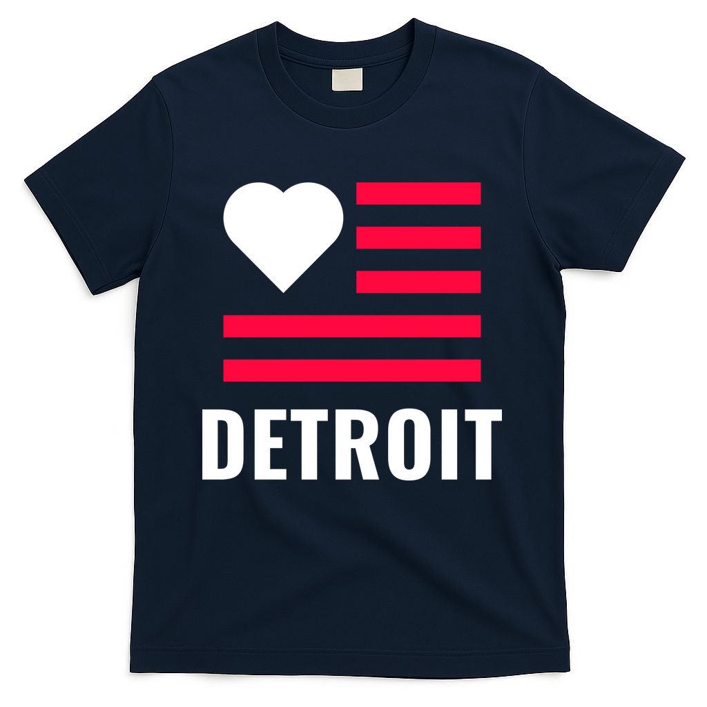 Detroit USA Flag Love T-Shirt