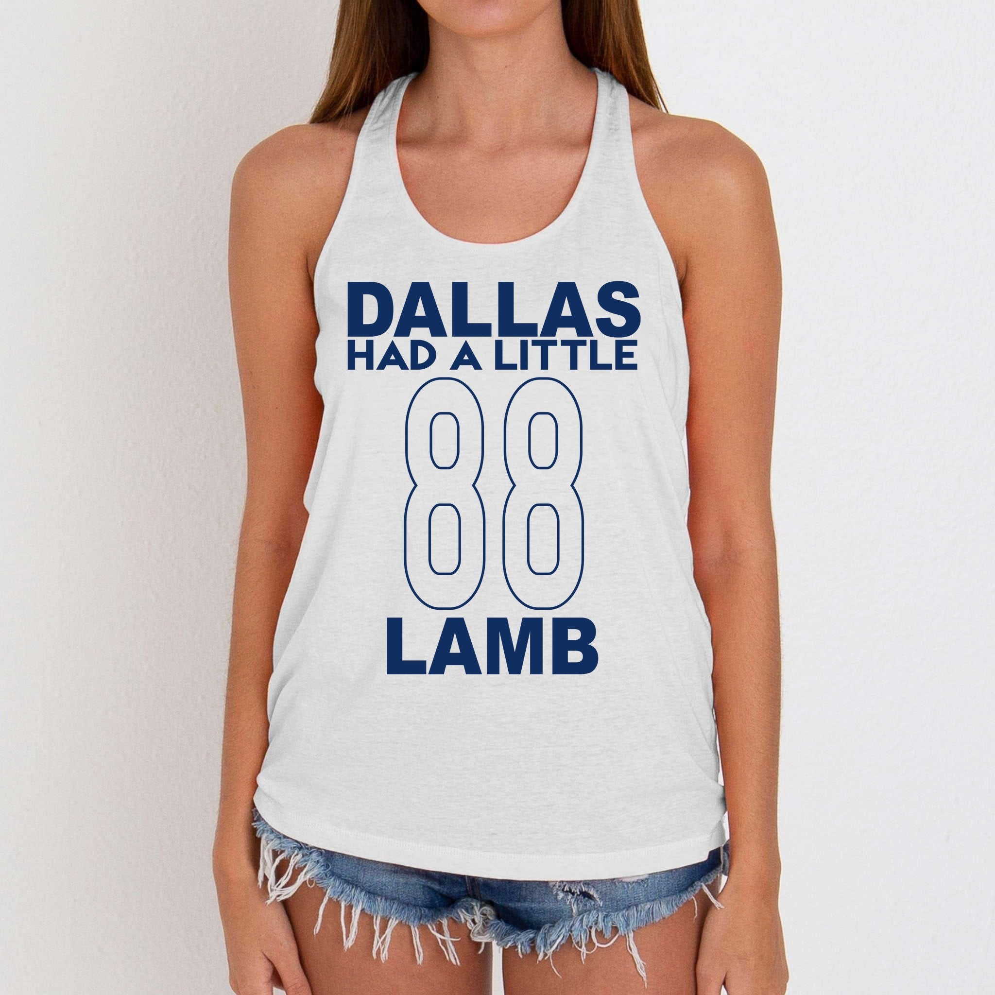 Dallas Had A Little Lamb Funny Football Women's Knotted Racerback Tank