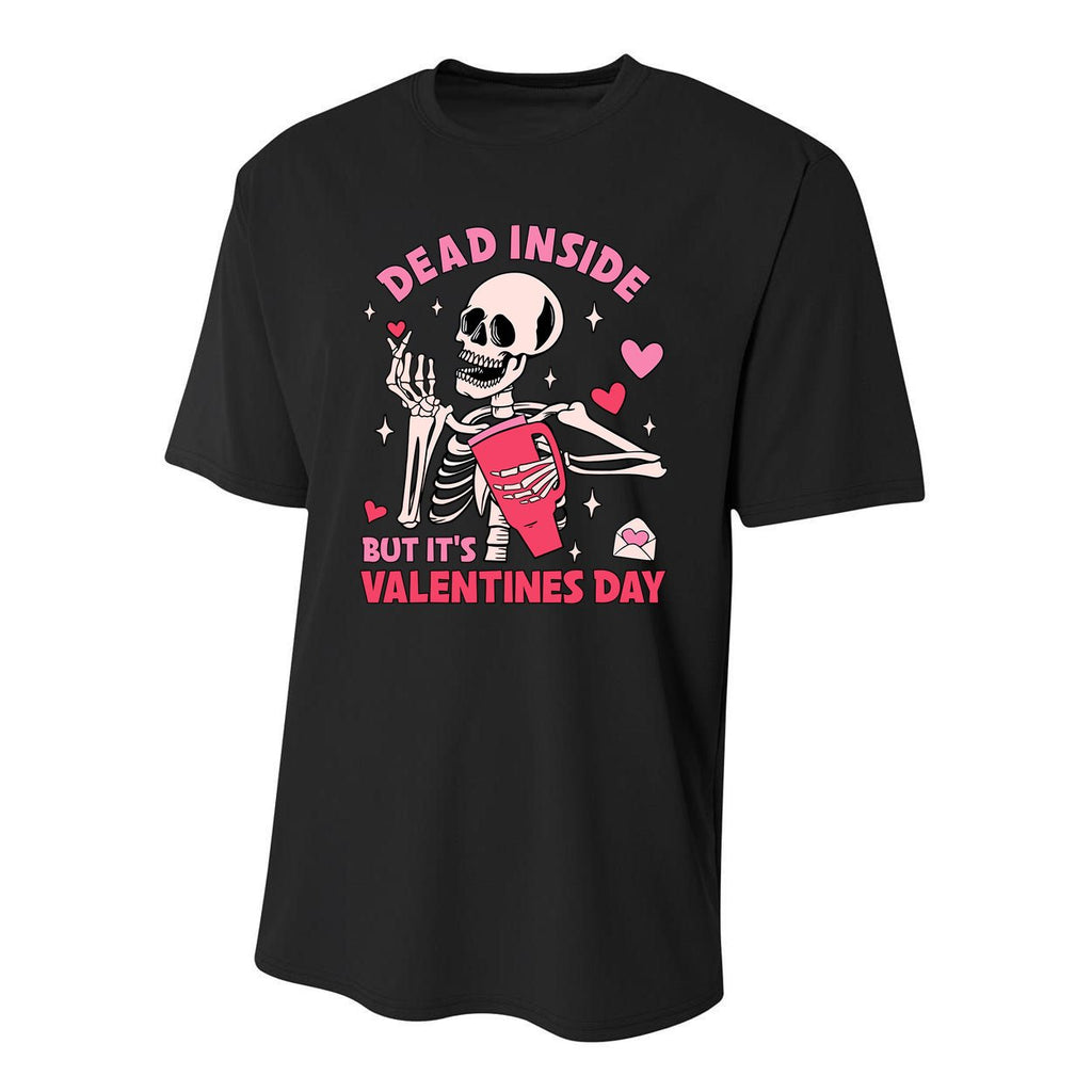 Dead Inside But ItS Valentines Day Funny Skeleton Youth Performance Sprint T-Shirt