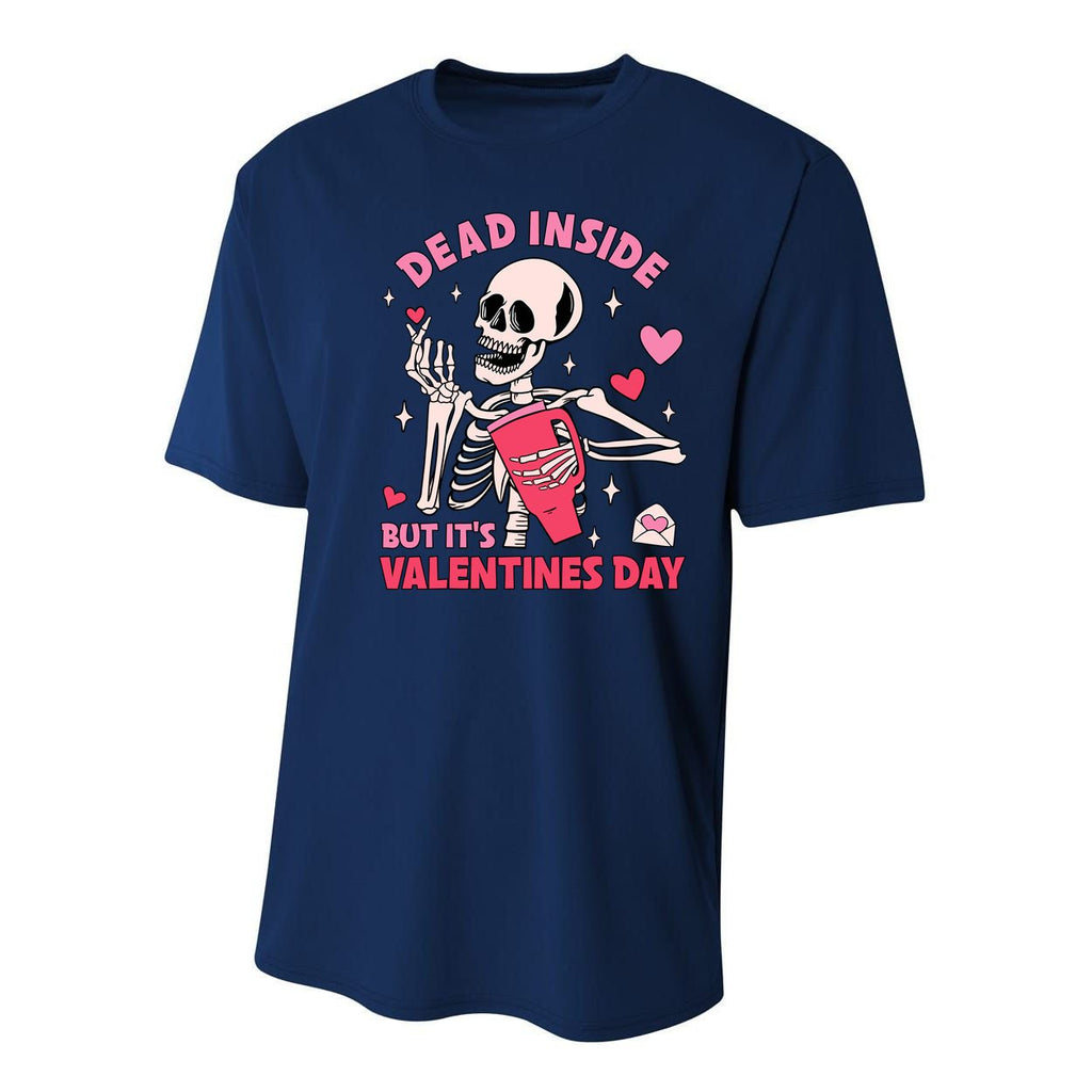 Dead Inside But ItS Valentines Day Funny Skeleton Youth Performance Sprint T-Shirt